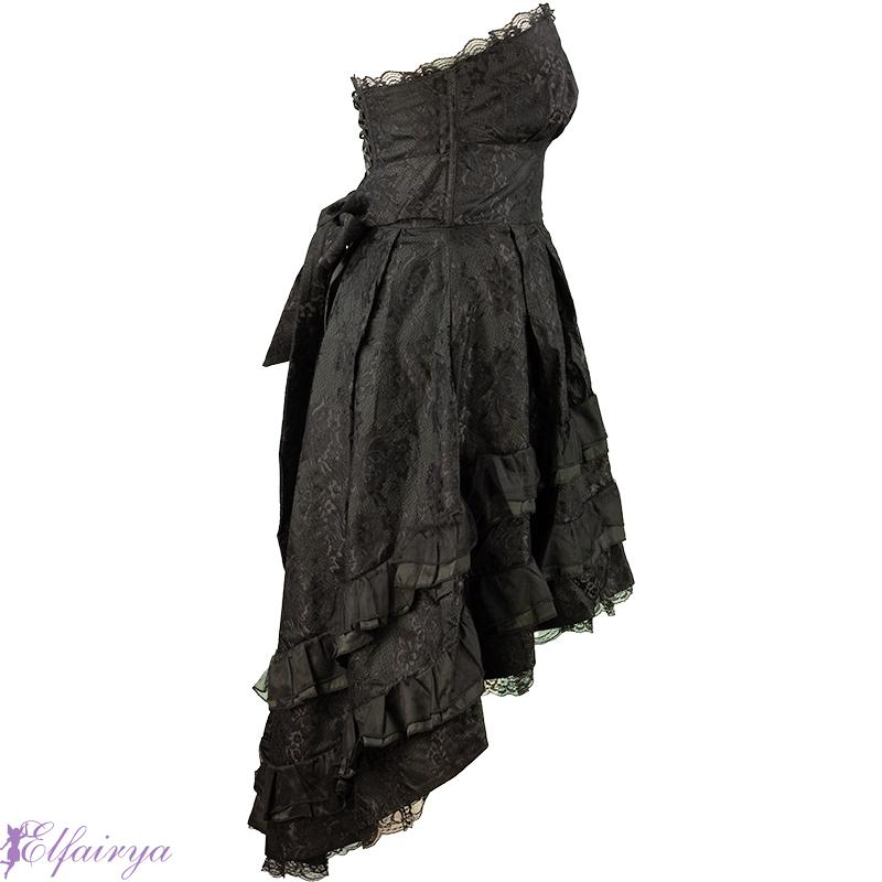 Süßes schulterfreies Gothic-Kleid im Lolita-Japan-Style mit Rüschen und Spitze